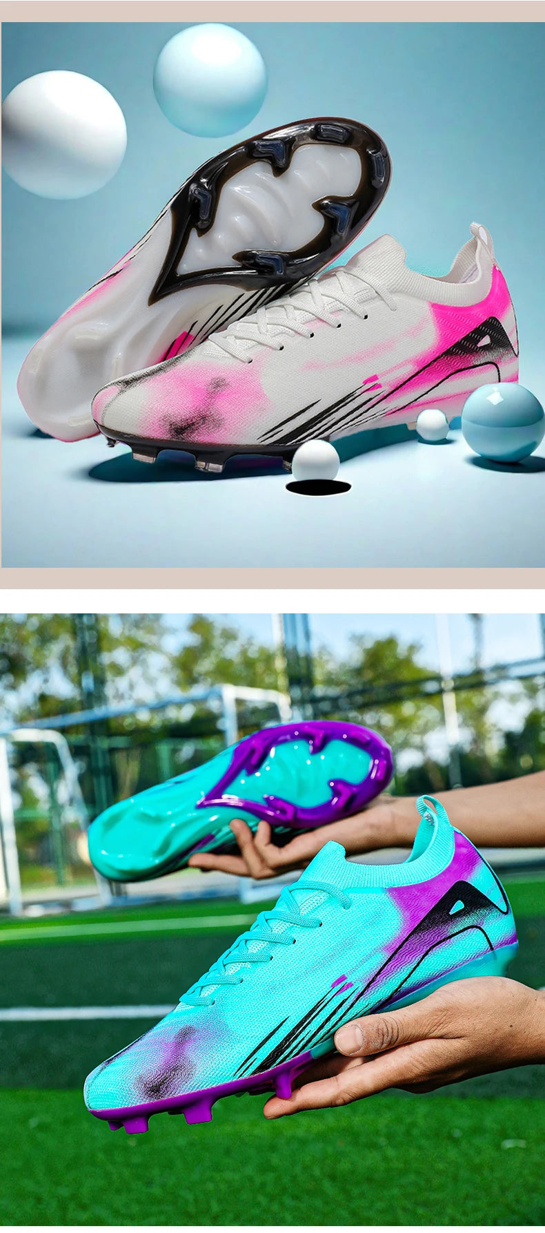New Men Football Boots FG Non-Slip Training Shoes Soccer Cleats Long Spikes Soccer Shoes Ultralight Outdoor Drop Shipping