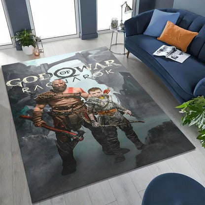 Classics God of War Kratos 3A Game Gamer Rug for Bedroom Living Room Sofa Home Doormat Decor, Large Kids Play Non-slip Floor Mat