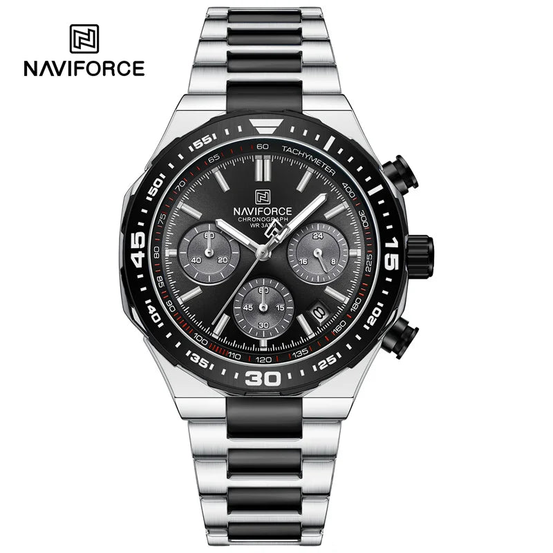NAVIFORCE Men's Watches Quartz Fashion Business Classic Water Resistant Stainless Steel Strap WristWatch New Male Clock in 2024