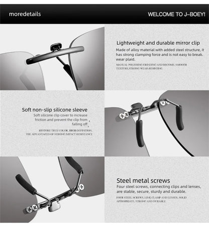 CAPONI New Sunglasses Clip For Men Square Polarized Photochromic Glasses Clip Flipped Up Protect Eyes Light Clip On Frame BS1282