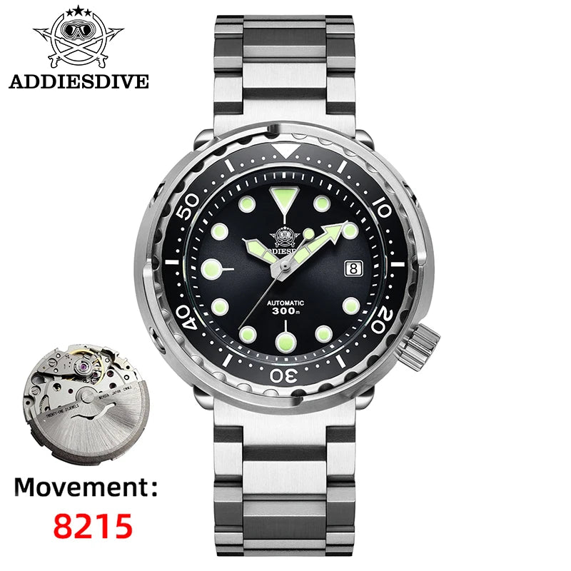 ADDIESDIVE Man Diving Watch 300M Waterproof C3 Super Luminous Sapphire Glass Calendar Automatic Mechanical Watches Reloj hombre