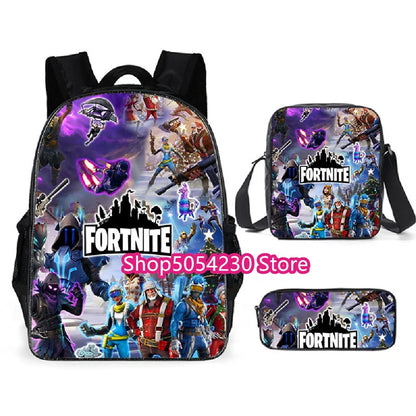 Fortnite 3PCS Backpack for Boys Victory Game 16 Inch Water Resistant Preschool Knapsack Cool Elementary School Backpacks