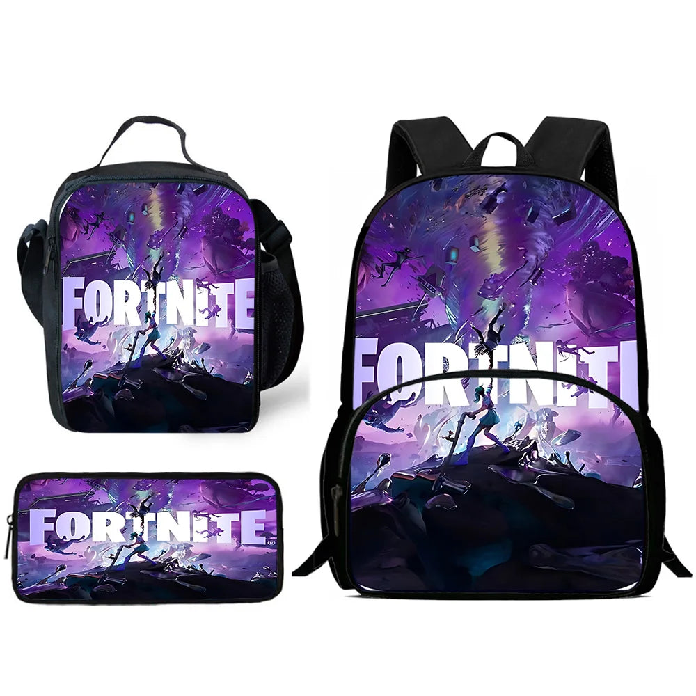 Hot Game Child Backpacks Lunch Bag Pencil Case Pupil Large Capacity School Bags Design-Fortnite For Boy Girl Best Gift