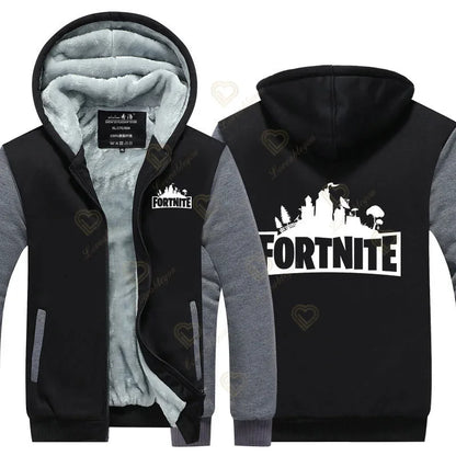 New Arrival Fortnite Men Cool Sweatshirt Battle Game Coat Winter Thick Fleece Warm Zipper Harajuku Hoodie Streetwear