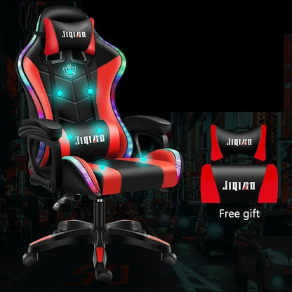 RGB Gaming Chair Ergonomic Computer Chair with Massage Function, Reclining Office Chair, Swivel Gamer Chair with Adjustable Height and Armrests