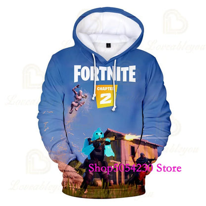 Sweatshirts com Capuz Fortnite Temporada 2 para Rapazes e Crianças, Casuais em Poliéster, com Estampado Cartoon de Heróis de Jogo de Batalha, Pullovers de Outono para Raparigas