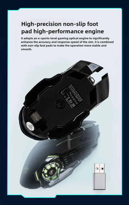 MINGCVIL Rechargeable Wireless Mouse Gaming Computer Bluetooth Mouse USB Mechanical E-Sports Backlight PC Mouse For Computer