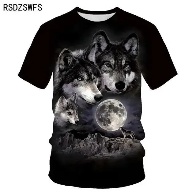3D Fierce Animal Printed Men's Clothing Casual Fashion Wolf Pattern Short Sleeve Pullover Outdoor Daily Trend T-shirts For Men