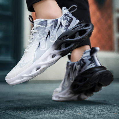 Men's Running Shoes Mesh Breathable Flat Cushioning Soft Comfortable Sneakers Outdoor Gym Trendy Casual Jogging Shoes for Men