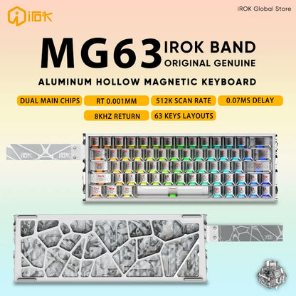IROK MG63 Hollow Aluminium Gaming Magnetic Mechanical Keyboard 60% RT 0.001mm 8KHz 0.07ms 512K RGB Hot Swap Wired Gamer Keyboard