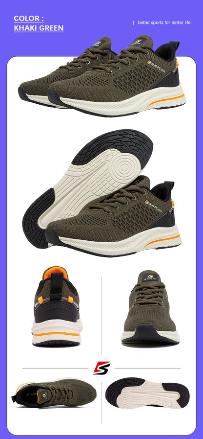 Baasploa Herren-Laufschuhe – Marke: Casual, leichte Designer-Jogging-Schuhe aus Mesh für Herren, atmungsaktive Sport- und Wanderschuhe mit Schnürung
