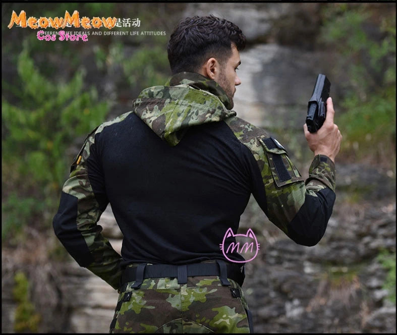 Call of Duty Ghost Cosplay Tactical Suit Combat Camo Uniform Black Blue Military Training Game Style Coat Halloween Party Outfit