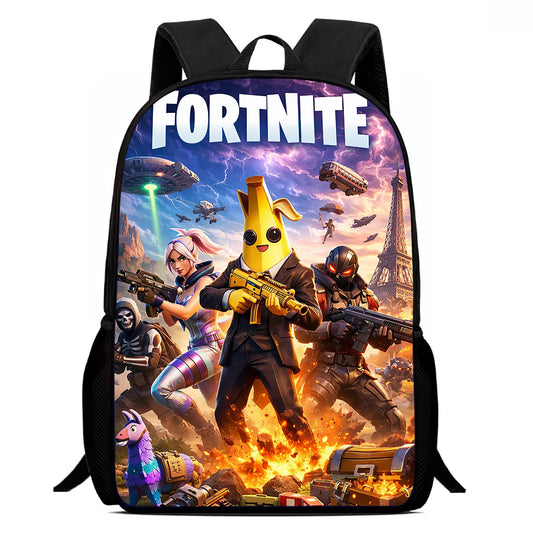 Fortnite 15 Inch Cartoon School Backpack for Kids Boys Girls, Cool Game Printed Lightweight Backpack Large Suitable for Ages 5-8