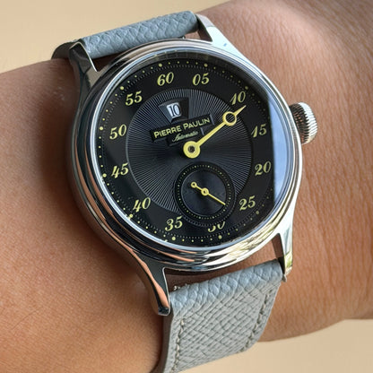 Sapphire Crystal NEW Pierre Paulin Jumping Hour Men Watch Salmon Dial Automatic St17 Mechanical Watch Vintage Date Window