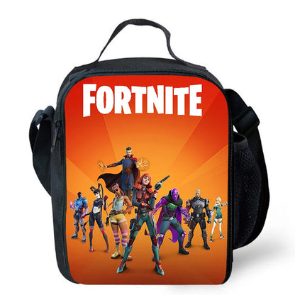 Fortnite Cartoon Lunch Bag, Portable Insulated Lunch Bag, Reusable Food Storage Bag, Suitable for Children and Students