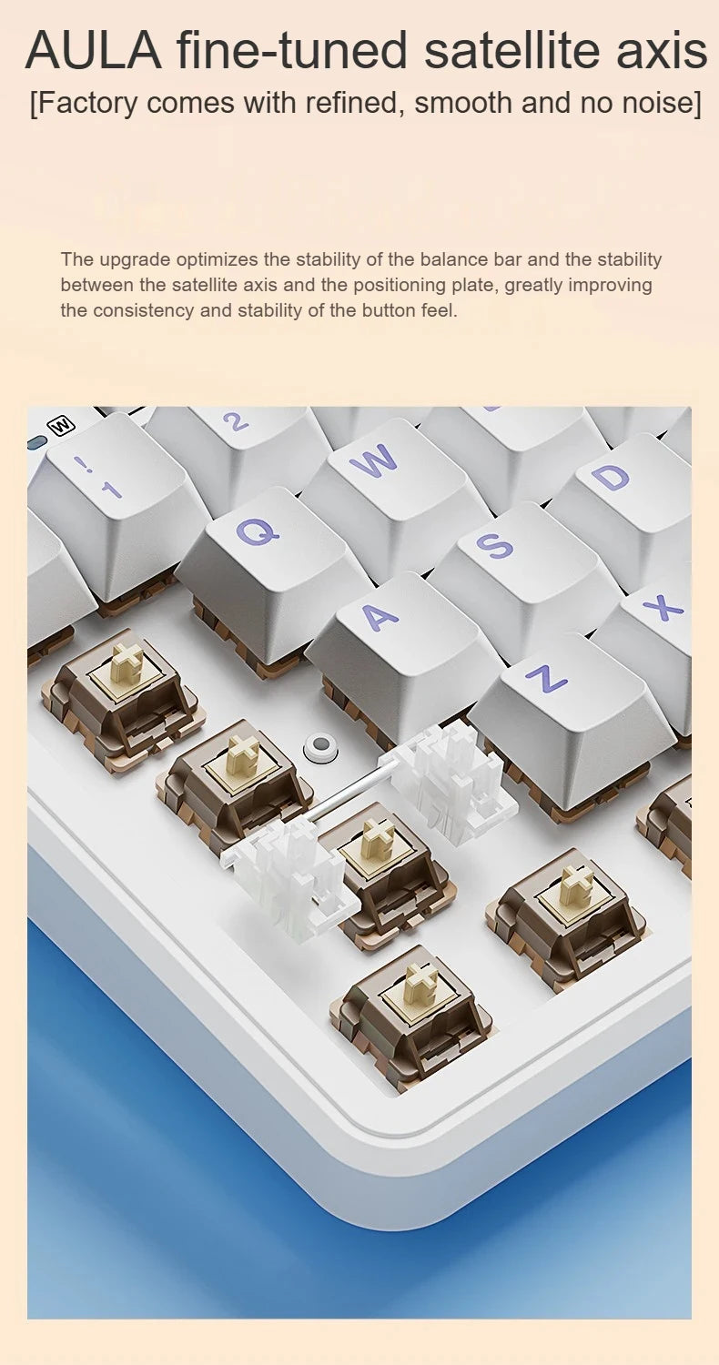 AULA F108 PRO Mechanical Keyboard Custom 100% Layout RGB Backlight Wireless Bluetooth Hifi Switch Gaming Keyboard