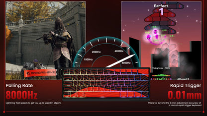 ATTACK SHARK x MAMBASNAKE X60 HE 8K Rapid Trigger Keyboard Magnetic Switch, Tri-Mode Connection, 0.01mm Rapid Trigger Accuracy