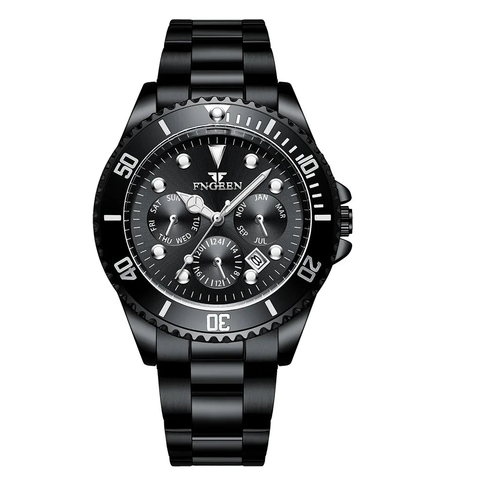 Montre à quartz de luxe pour homme BINBOND, précise, avec date automatique, lumineuse, étanche, idéale pour le sport, les affaires et les loisirs. Résistante et durable.