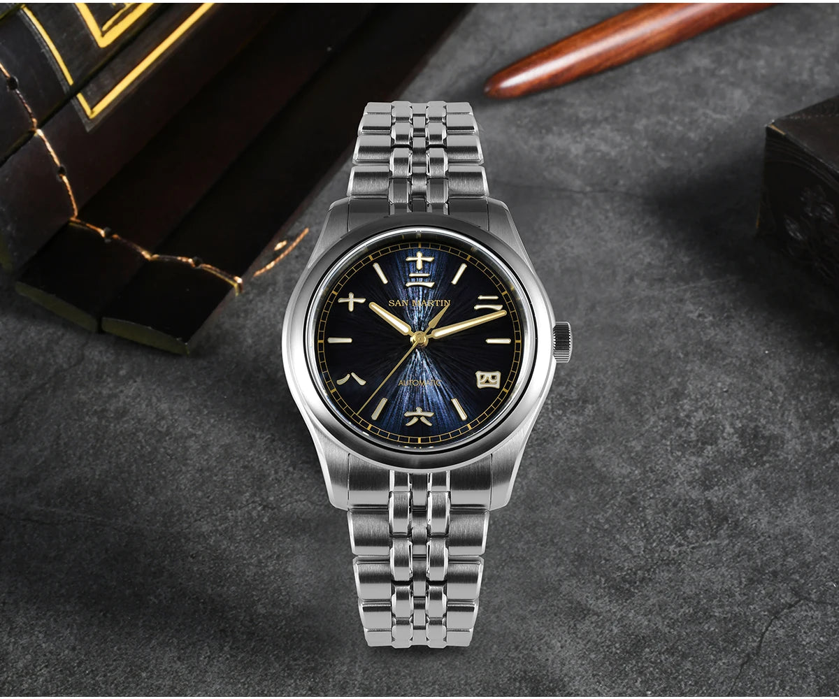 San Martin New 39mm Gada Watch Chinese Style Original Design Sunburst JianZhan Miyota 90S5 Men Dress Automatic Mechanical SN0144