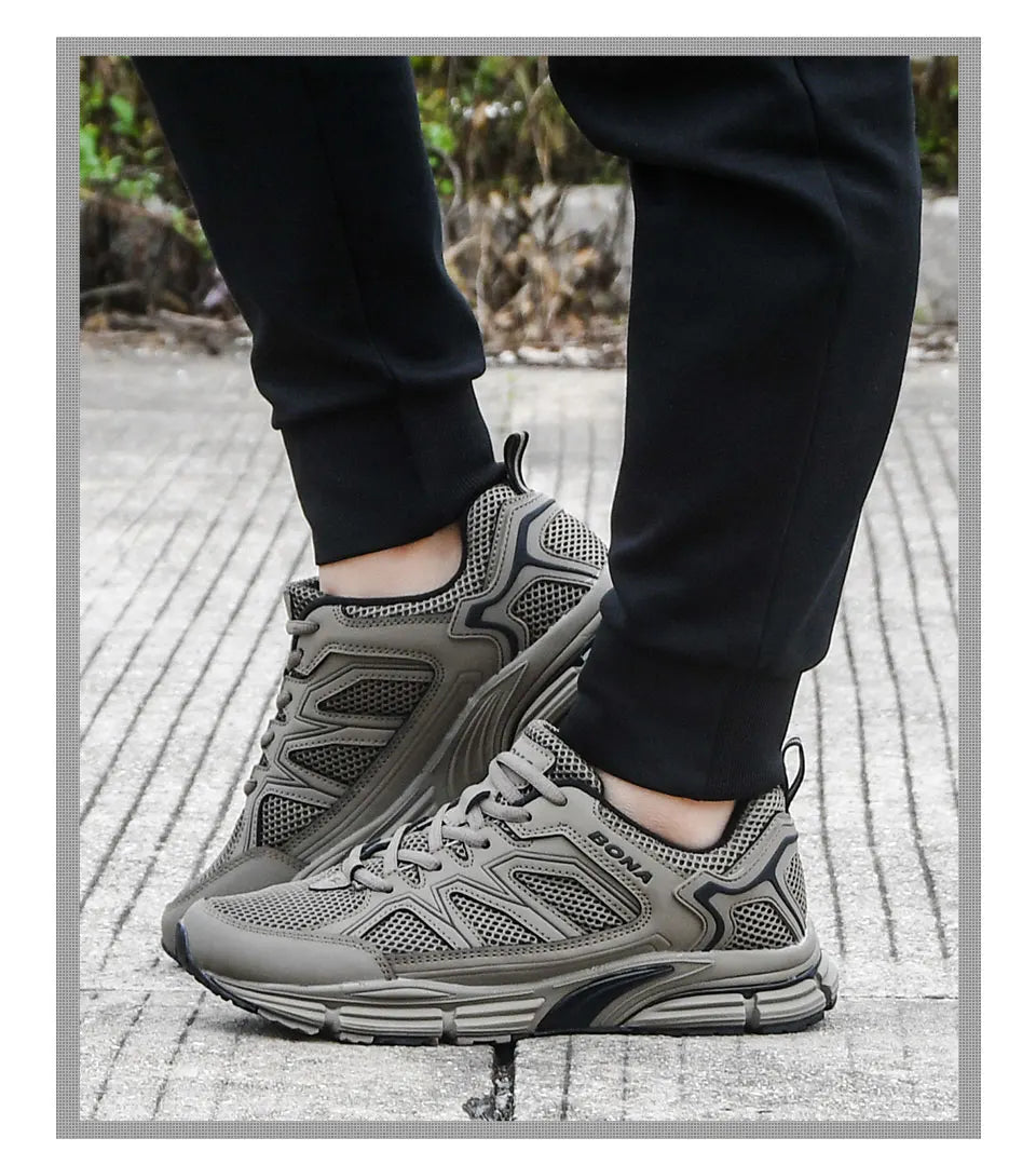 BONA 2023 New Designers Jogging Shoes Men Running Shoes Breathable Brand Sneakers Man Sports Training Walking Shoes Breathable m