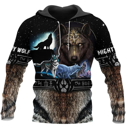 Fashion Spring Autumn Wolf Animal Men's Hoodies 3D All Over Printed Sweatshirt Unisex Pullover Casual Jacket Streetwear Coat 4XL