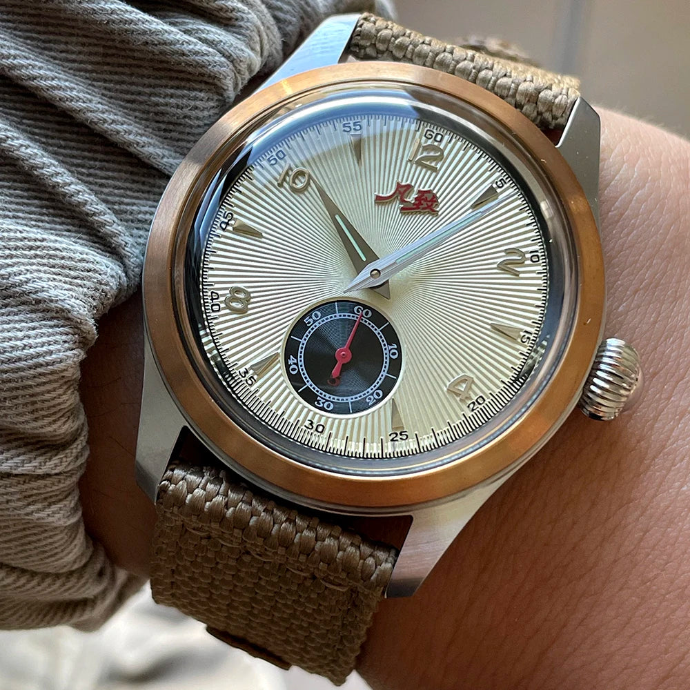 Merkur Watch Salmon Dial Watch NEW Vintage Watches Handwind Mechanical Watch for Men Bronze watch case Relogio Masculino 38mm