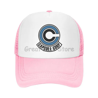 Capsule Corp Mesh-Baseballkappen Unisex-Hip-Hop-Trucker-Cap Anime DBZ Dad-Cap Verstellbare Rennkappe Sommer-Trucker-Snapback-Kappen