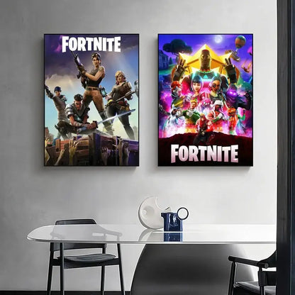 Poster de Jogo F-Fortnite Surpresa — Decoração de Casa, Quadro de Parede para Escritório e Sala de Estar