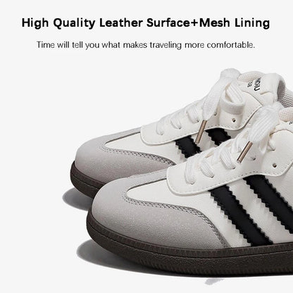 HuanQiu Women's Shoes Retro Fashion Casual Flats Female Sneakers Lace-up Comfortable Non-Slip German Training Shoes for Women