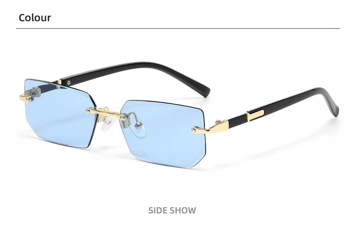 Vintage Rectangle Sunglasses Men New Rimless Fashion Beach Shades Women Trendy Luxury Brand Design Casual Anti-UV Sun Glasses