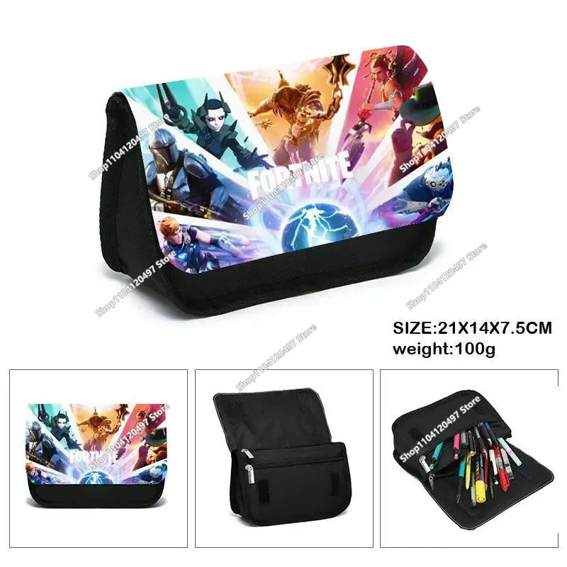 Fortnite Kids Pencil Bags Multifunctional Stationery Box Children's Large Capacity Double Layer Stationery Bag