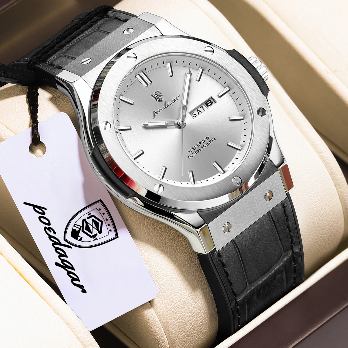 Orologio da uomo POEDAGAR – Modello originale, stile professionale, impermeabile, cinturino in silicone, indicazione di data e giorno, movimento al quarzo, orologio di lusso alla moda.