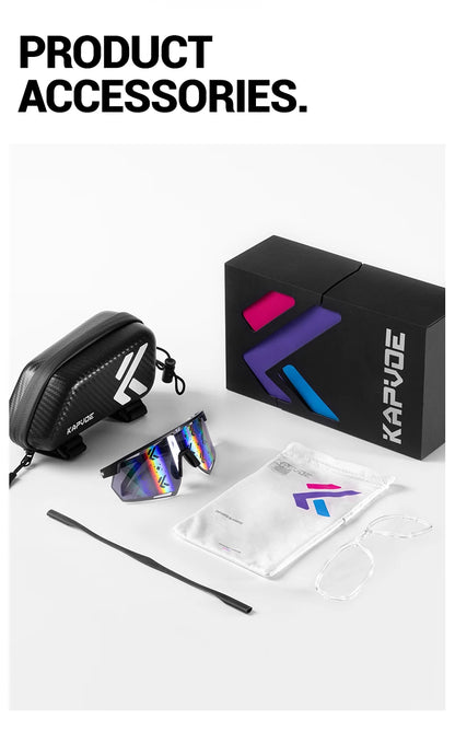 Kapvoe Real Carbon Fiber Cycling Glasses Sunglasses for Men Lightweight Photochromic UV400 MTB Bike Bicycle Sports Eyewear