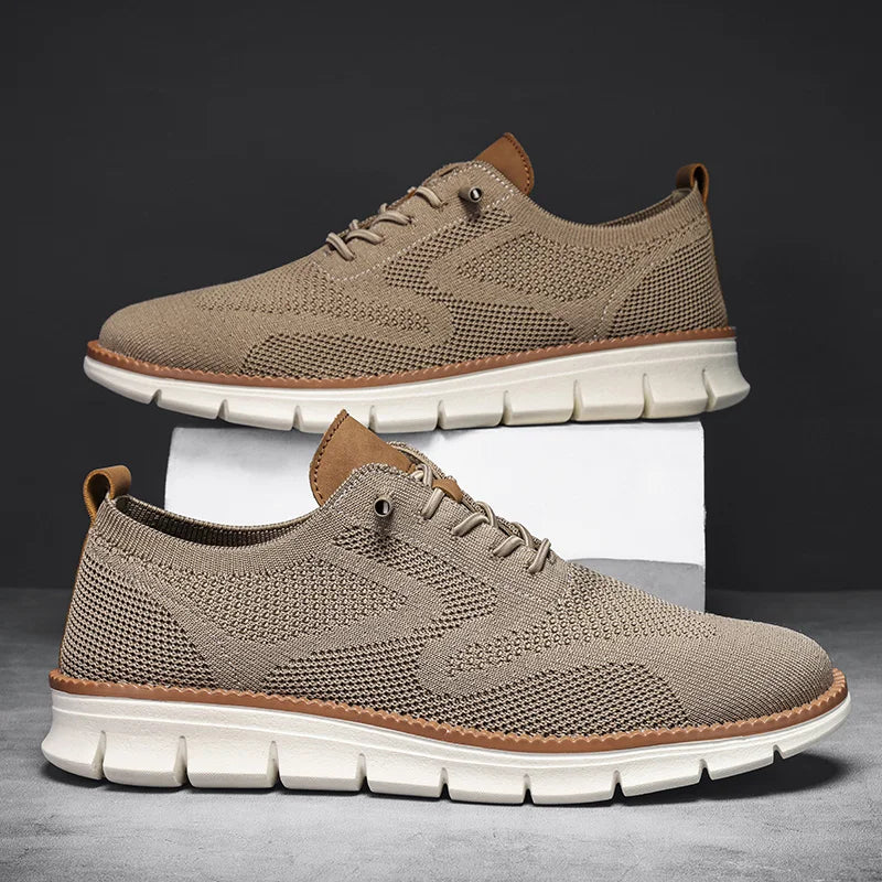 Men Casual Shoes Classic Breathable Brogue Flats Cushioning Color Blocking Design Dress Shoes Versatile Sneakers Lightweight