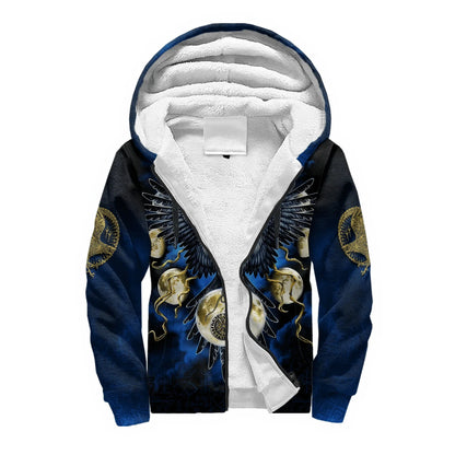 Mjolnir Odino Corvo Lupo Tatuaggio Felpa con cappuccio da uomo invernale più spessa con zip, stampata in 3D, unisex, casual, tuta con cappuccio, giacca in pile calda KD16