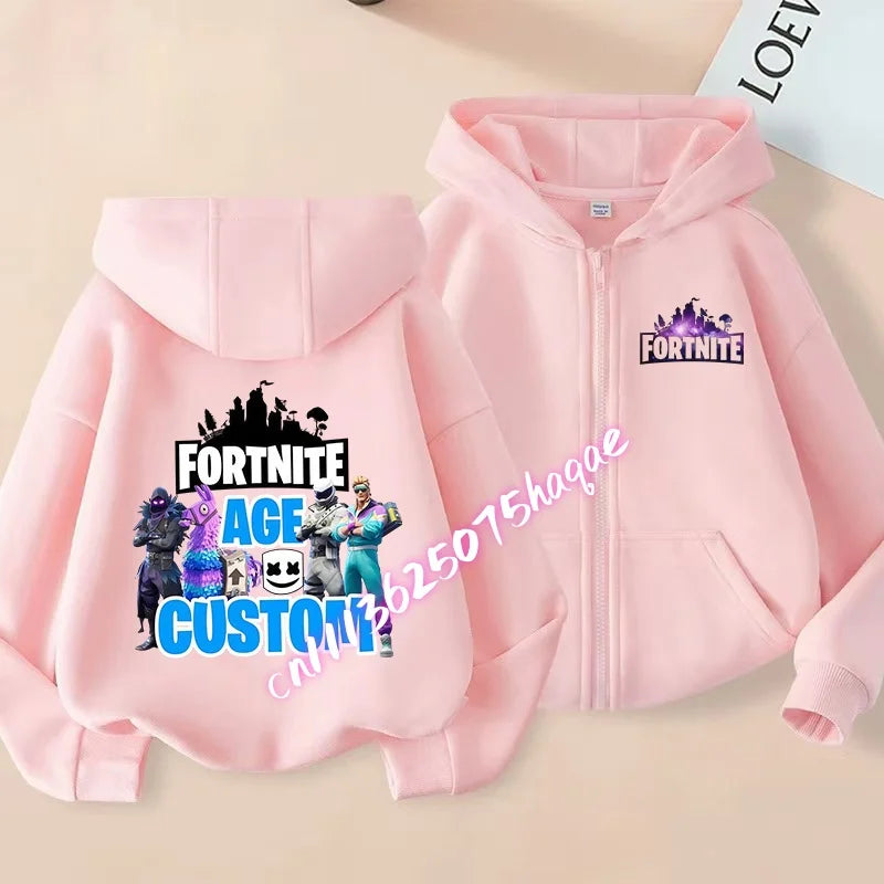 Kid Outdoor Jacket Cartoon Fortnite Girl Boy Sweatshirt Coat High-Quality Thin Windbreaker Girl Autumn Zip Jacket Clothing Tops