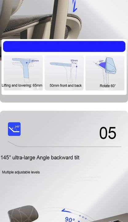 Ergonomic Gaming Chair with Adjustable Footrest, Reclining Office Chair, Posture Support Computer Chair with 2D/3D Armrests for Home Office