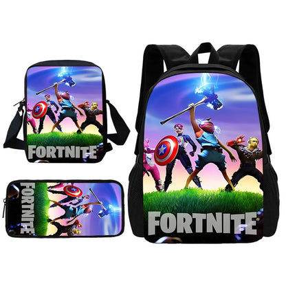 Child School Backpack with Shoulder Bag and Pencil Case School Bags for Hot Game Design Fortnite Boys and Girls Best Gift