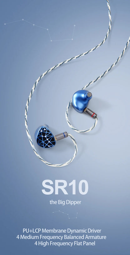 Sound Rhyme SR10 HiFi Earphones 2DD+4BA Hybrid Wired In-Ear Monitors, High Resolution Music Earphones with Detachable Cable, 2.5mm 3.5mm 4.4mm Plug