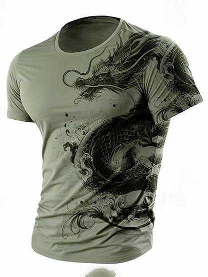 3D Dragon Print Men's T-shirt Summer Daily Casual Men's Street T-shirt Outdoor Sports Short Sleeve Urban Fashion Men's T-shirt