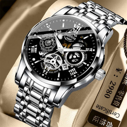 Montre pour homme UTHAI L93 – Style tendance, luxe accessible et polyvalent; mouvement à quartz, affichage luminescent, étanche, cadran ajouré avec chiffres romains.