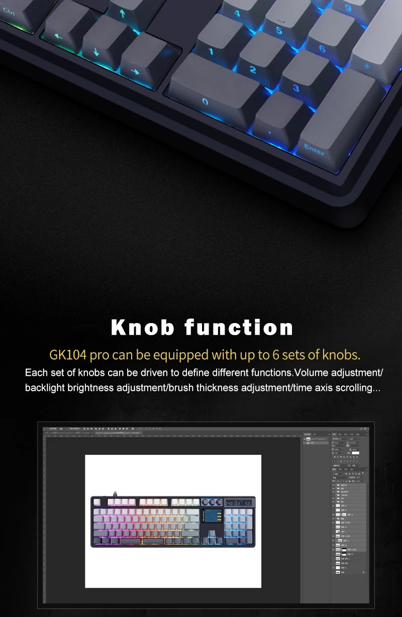 SKYLOONG GK104 Pro Wireless Mechanical Keyboard 100% Custom Keyboard Hot-Swapp Low-noise Switch for PC Gamer office Accessoies