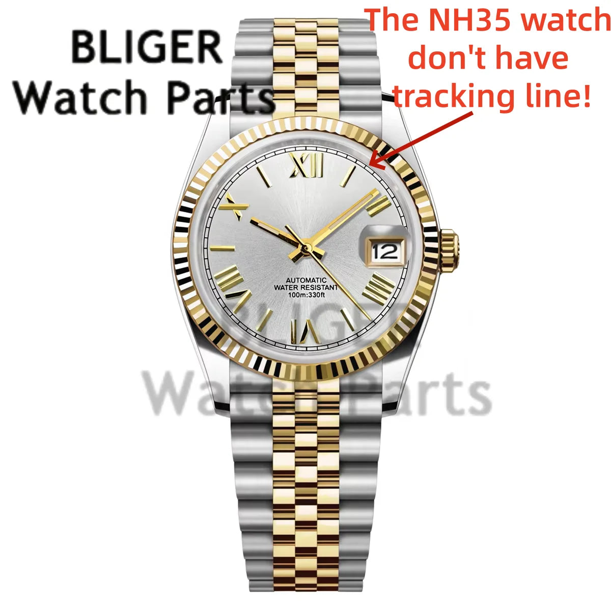 BLIGER 36MM 39MM Luxury Gold NH35 Automatic Mechanical Wristwatch Roman Number Men Watches Sapphire Crystal 10Bar Reloj Hombre