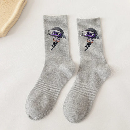 Fortnite-Socken mit Cartoon-Spielcharakter, lange Socken für Kinder und Schüler, einfarbige Baumwollsocken für Frühling und Herbst, Geburtstagsgeschenk