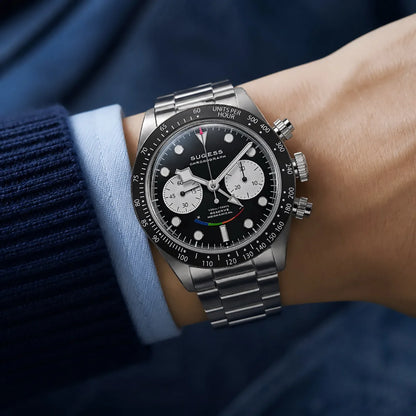 Sugess Chronograph Watch for Mens ST1907 Movement Mechanical Sapphire Crystal Wristwatches Waterproof Pilot Air Force Clock S475