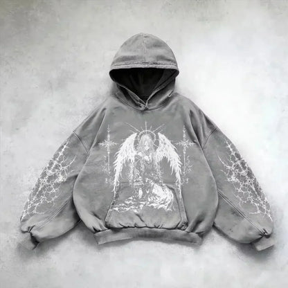American Y2K New Hip Hop Trend Retro Hoodie Women Street Casual Loose Joker Vintage Sweatshirt Unisex Fleece Padded Warm Hoodie