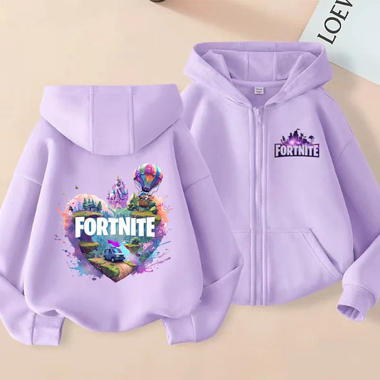 Fortnite Kids Zipper Hooded Coats Anime Fortress Night Sweatshirts Game Spring Autumn Hoodies Sportswear Children Clothes Gift
