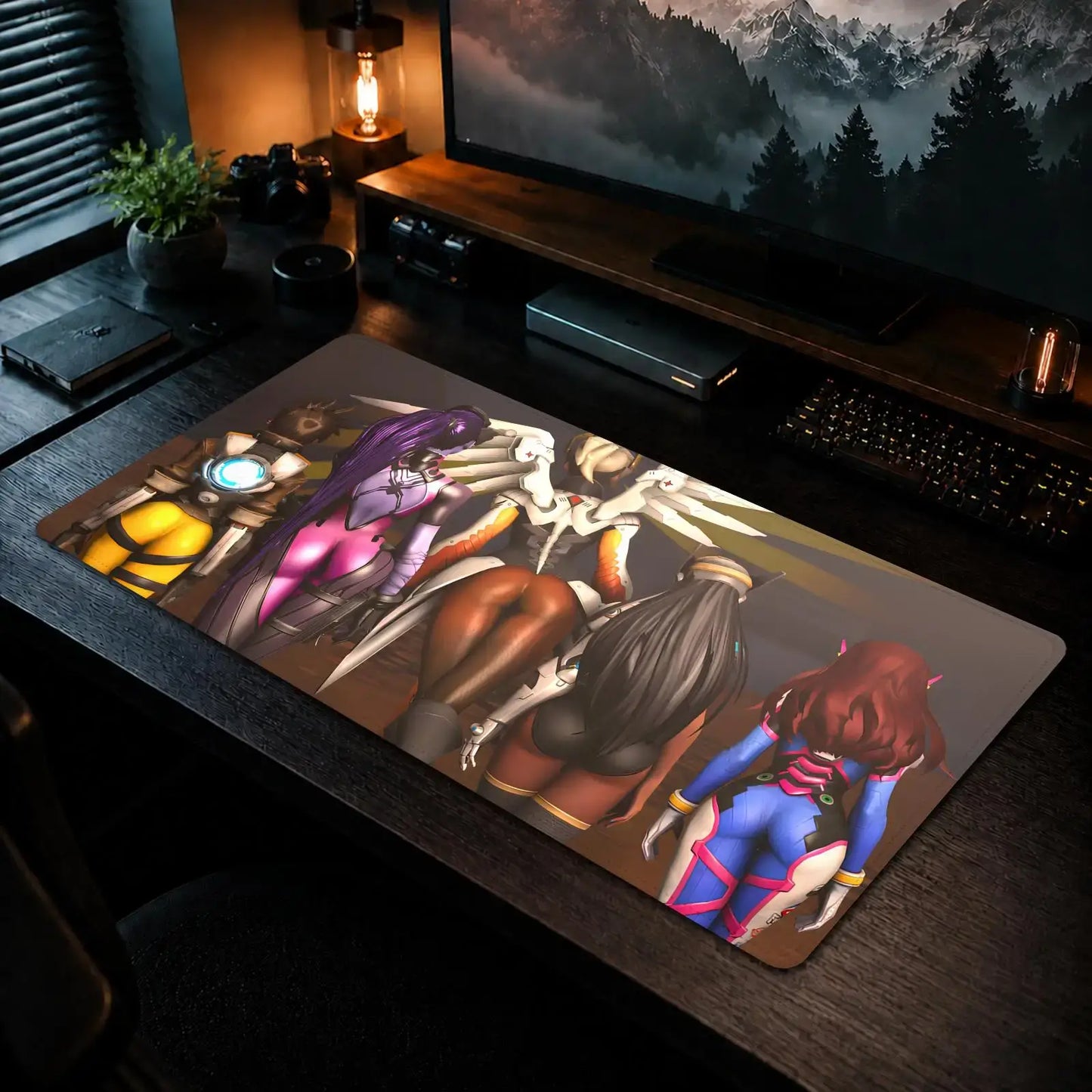 Overwatch Hips žaidimų pelės kilimėlis biurui, neslystantis stalo kilimėlis, „pasidaryk pats“ didelis žaidimų klaviatūros kilimėlis su apsiūtais kraštais