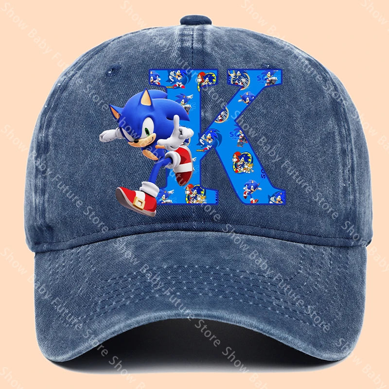 New Cartoon Cute Retro Baseball Caps Sonics Letter Man Boys Hat Hip Hop Breathable Mesh Hats Cute Anime Sunbonnet Birthday Gifts