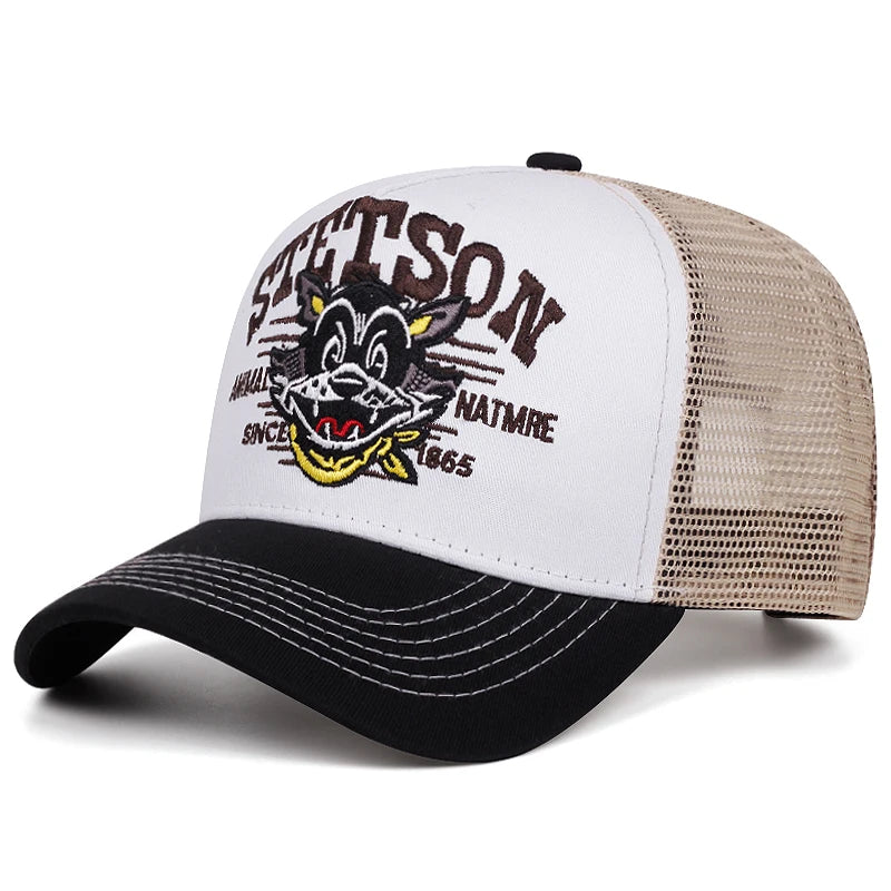 2025 Cartoon New Baseball Hat STETSON Cartoon Cat Truck Hat Daily Leisure Commuting Sunshade Net Hat Street Hip Hop Hat Unisex